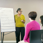 Training shot blurred flipchart